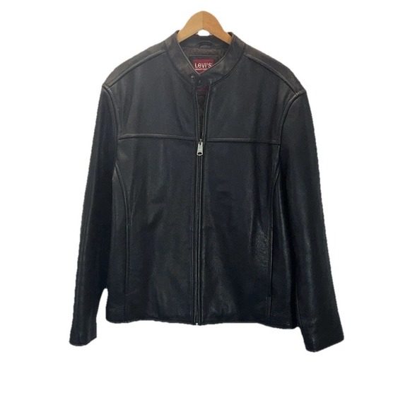 Vtg Levis Jacket Mens M Cafe Moto Brown Bomber Grunge Quilt Lined Leather Heavy